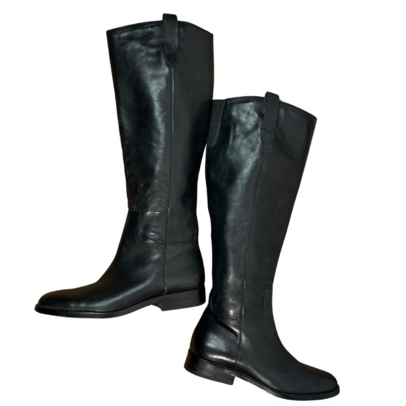 Ivanka Trump black leather English style fashion knee high flat riding boots 6M - Picture 4 of 8
